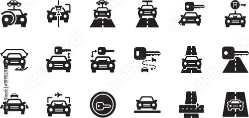 Black and white car icons and symbols