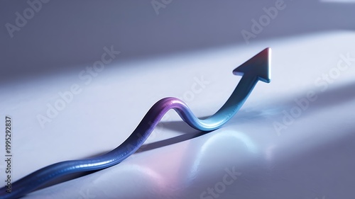 Rising arrow with curved line showing business growth success and financial progress concept