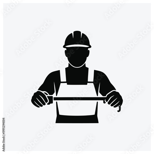 Black silhouette of a chef or cook holding a rolling pin.