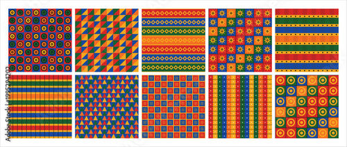 African kente and ankara textile pattern set