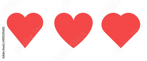 Three red hearts in a row symbolize love, affection, and romantic sentiment.