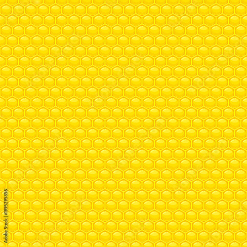 Golden honeycomb pattern background with bright yellow hexagonal cells.