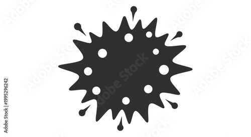 Black Virus Cell with Spikes and Droplets.
