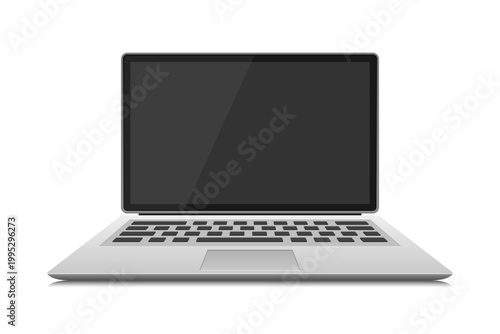 Sleek, silver laptop computer with a blank screen, ready for work or play.