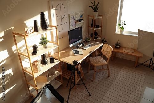 Interior of office with pho...