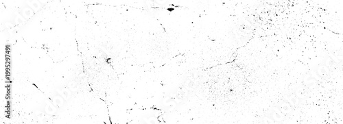 Horizontal black ink splatter texture. Irregular scattered blots and drips on white background. Grunge paint splash overlay for effects.