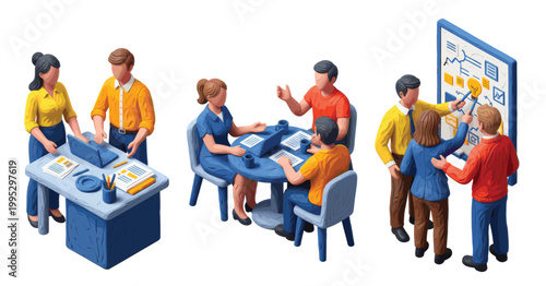 Team Collaboration and Brainstorming Session in Office