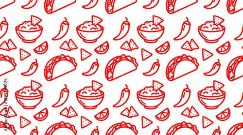 Playful Mexican Food Outline Pattern