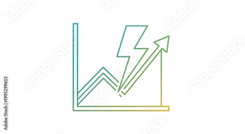 Financial Growth Chart with Upward Trend and Lightning Bolt Icon