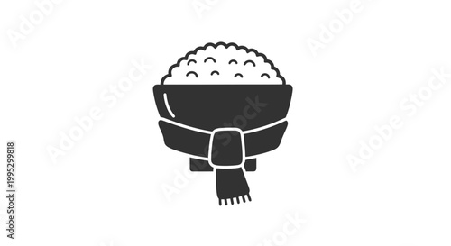 Simple Black and White Rice Illustration.