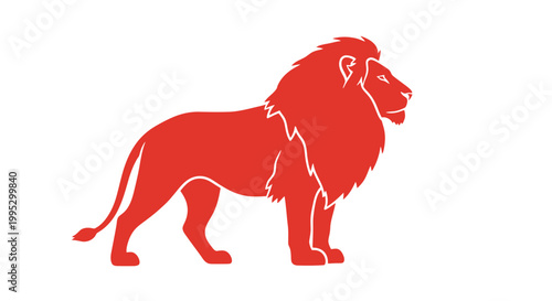 Red Lion Silhouette Standing Profile View.