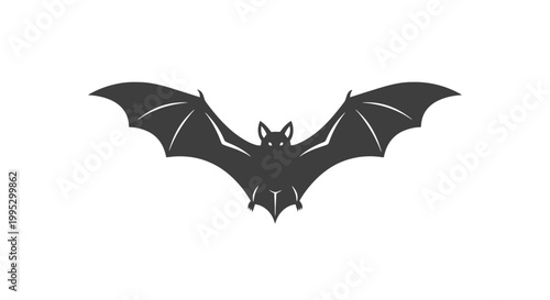 Black Bat Silhouette Flying in Air.