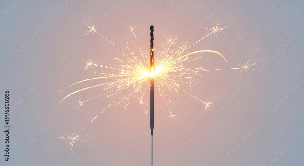 Obraz premium Sparkler Explosion: Bright Golden Sparks Flying Outwards on a Soft Gradient Background