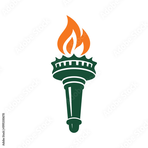 Torch with flame ablaze against a clean backdrop Vector Illustration Isolated on white background