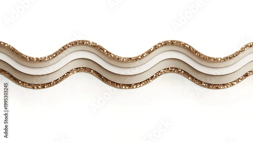 Elegant golden wavy decorative border isolated on white background