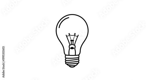 Simple Black and White Light Bulb Illustration.