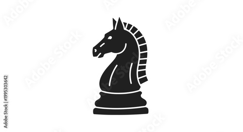 Black Chess Knight Piece Silhouette Icon.