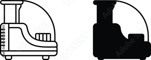 Two linear and solid food processor icons representing professional kitchen equipment for home cooking preparation tasks