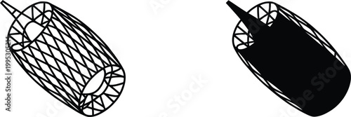 Medical stent implant showing wire mesh structure for opening blocked arteries in human heart circulatory system