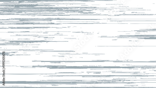 Glitchy digital distortion effect with grey lines on white background