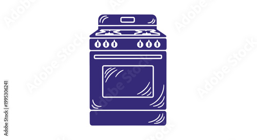 Simple Line Illustration of Electric Oven.