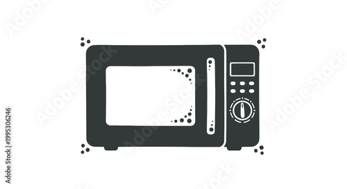 Simple Black Microwave Oven Illustration.