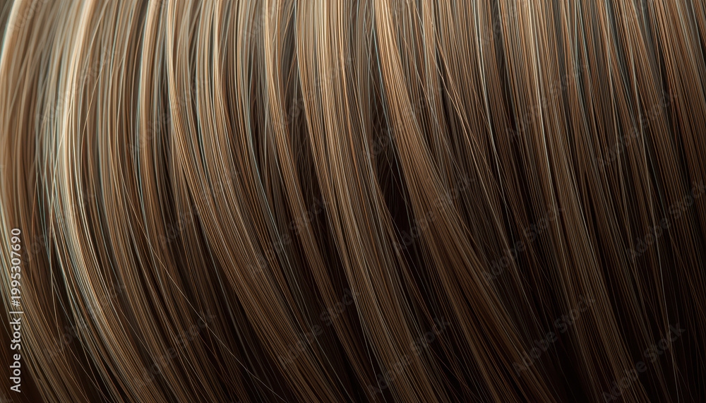 Fototapeta premium Soft brown hair macro with fine natural texture and subtle highlights