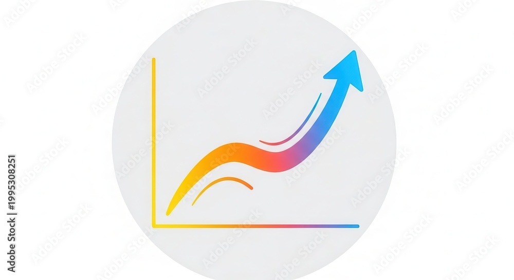 Fototapeta premium Upward trend graph with colorful arrow, symbolizing growth and success