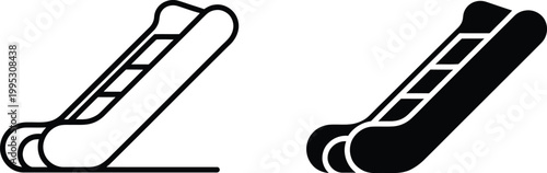 Modern escalator icons showing upward movement for transit systems in shopping malls and public transport hubs