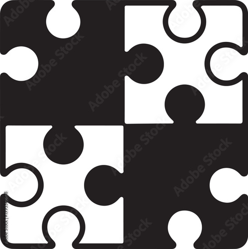 Puzzle Pieces Background Black and White Jigsaw Concept Design