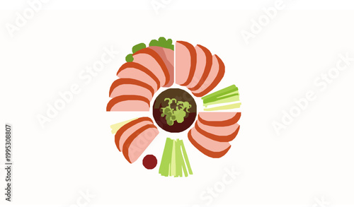 Peking duck Chinese food vector set roasted duck and ingredients collection