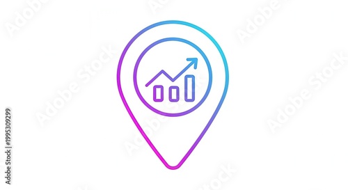 Free Download Location Pin with Growing Bar Chart and Arrow Icon, Business Growth Concept - GFXLoad