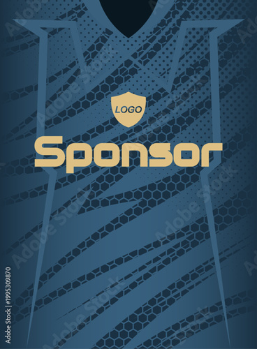 Abstract Sport Jersey Template for Sublimation Printing, Geometric E-sports Jersey Design with Hexagon Patterns, Soccer Apparel, Football Uniform, Sport Dress Vector.