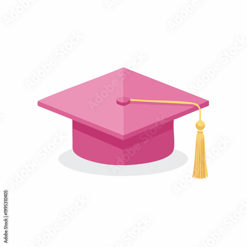 Pink Graduation Cap with Gold Tassel