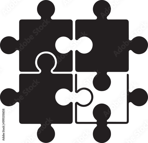 Puzzle Pieces Background Black and White Jigsaw Concept Design