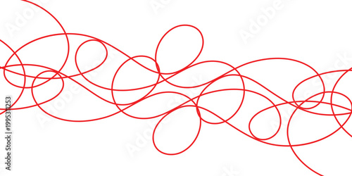 simple red curly line art for banner poster background.