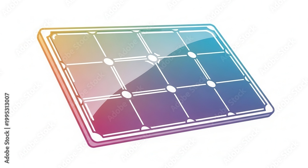 Fototapeta premium Solar Panel Icon with Rainbow Gradient - Renewable Energy and Technology Concept