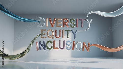 Diversity Equity Inclusion Text Art for high-end commercial advertising