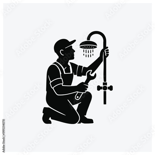 Plumber repairing or installing a shower fixture or plumbing system