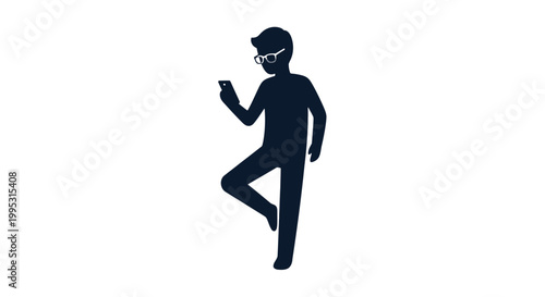 Silhouette of Man Running with Phone.