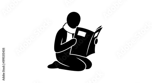 Fényképezés Person Reading a Book Silhouette.
