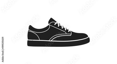 Black Low Top Sneaker Shoe Illustration.