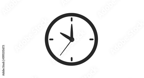 Simple Black Clock Face on White.