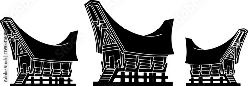 Toraja Tongkonan Traditional Building Silhouette