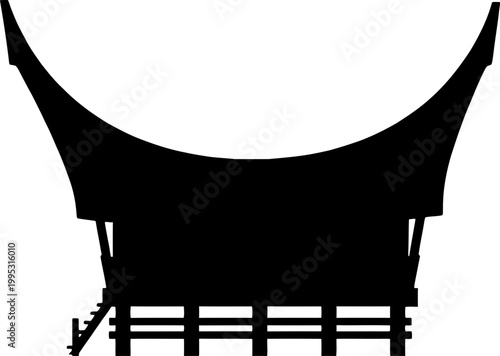 Toraja Tongkonan Traditional Building Silhouette