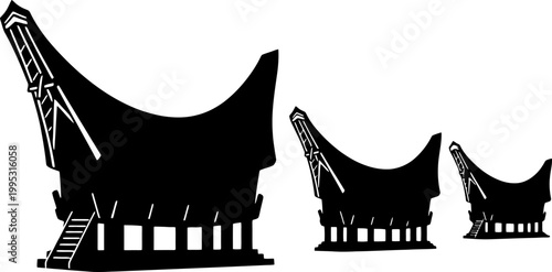 Toraja Tongkonan Traditional Building Silhouette
