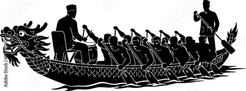 Traditional Dragon Boat Race Silhouette