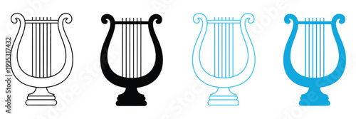 Harp and lyre icon vector logo template illustration musical instrument symbol inspiration calm music concept vector