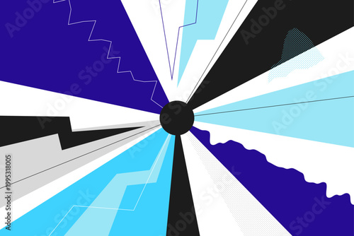 エネルギーを感じる幾何学的な放射状の青い抽象背景