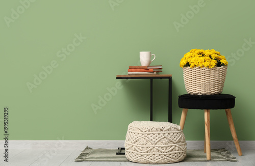 Wicker basket with chrysant...